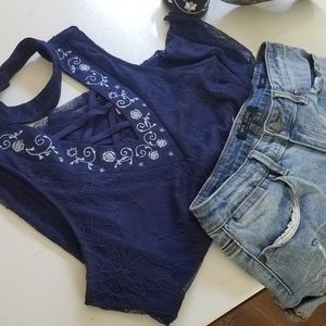 Miami navy blue lace tank top